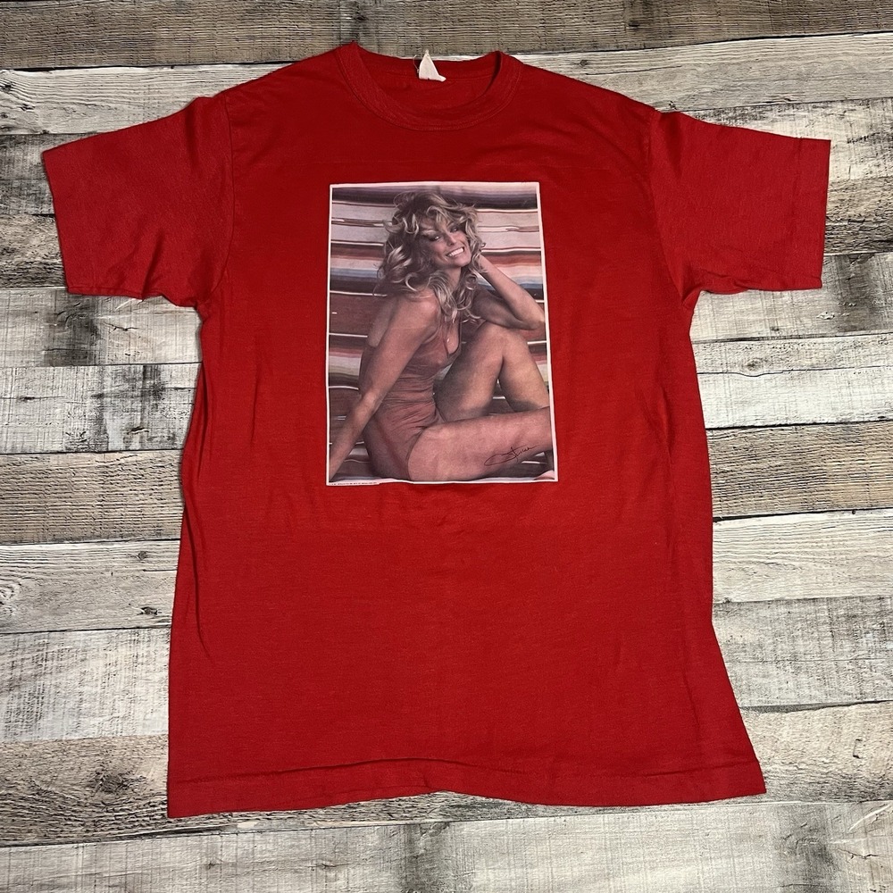 Farrah Fawcett Shirt Size Large Red Vintage 70s 1976 Pro Arts Inc Model Icon